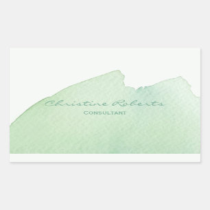 Simple Modern Elegant Green Blue Watercolor Rectangular Sticker