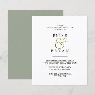 Simple Modern Elegant Low Priced Wedding Invite