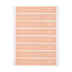 Simple Modern Elegant Peach Wedding Wrap Around Label