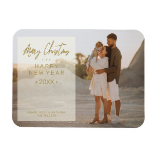 Simple Modern Elegant Photo Christmas Photo Family Magnet
