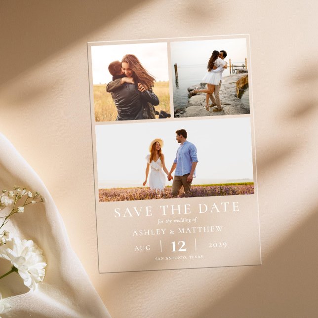 Simple Modern Elegant Photo Save the Date Wedding Acrylic Invitations (Creator Uploaded)
