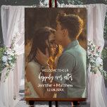Simple Modern Elegant Photo Wedding Welcome Poster<br><div class="desc">Looking for a modern and elegant way to welcome your guests to your wedding? Look no further than this customisable wedding welcome sign poster! With a simple yet stylish design, this poster features a beautiful photo of the happy couple, surrounded by customisable text in a chic, modern, and script font....</div>