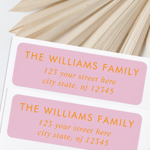 Simple Modern Elegant Pink Orange Return Address Label