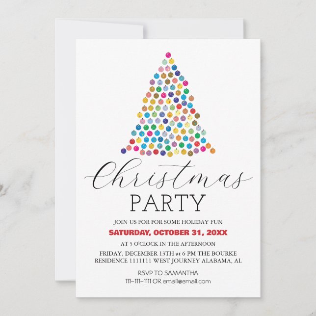Simple Modern Elegant Script Christmas Party Invitation (Front)