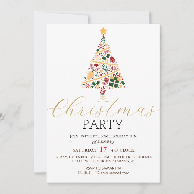Simple Modern Elegant Script Christmas Party Invitation (Front)