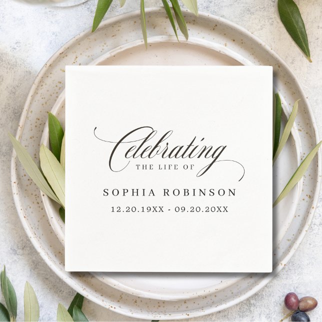 Simple Modern Elegant Script Funeral Memorial  Napkin (Creator Uploaded)