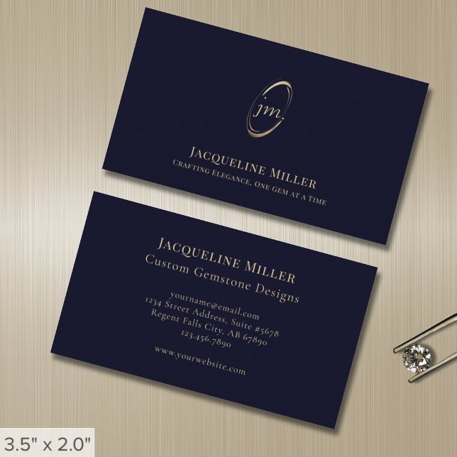 Simple Modern Elegant Script Monogram Business Card (Creator Uploaded)