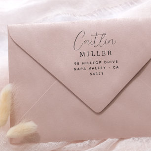 Simple Modern Elegant Script Name Return Address Rubber Stamp