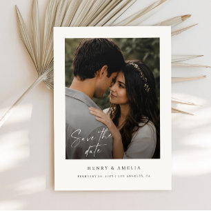 Simple Modern Elegant Script Photo Wedding Save The Date