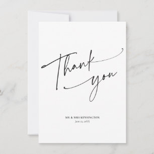 Simple Modern Elegant Script Wedding Thank You Card