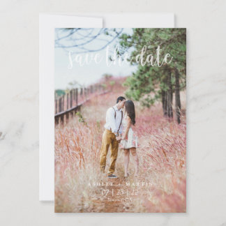 Simple modern elegant scripted custom photo save the date