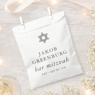 Simple Modern Elegant Star of David Bar Mitzvah Favour Bag