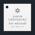 Simple Modern Elegant Star of David Bar Mitzvah Favour Tags<br><div class="desc">Design is composed of sans serif typography and playful cursive script typography on a simple background. 

Available here:
http://www.zazzle.com/store/selectpartysupplies</div>