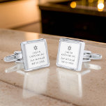 Simple Modern Elegant Star of David Bar Mitzvah Silver Finish Cufflinks<br><div class="desc">Design is composed of sans serif typography and playful cursive script typography on a simple background. 

Available here:
http://www.zazzle.com/store/selectpartysupplies</div>