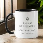 Simple Modern Elegant Star of David Bat Mitzvah Mug<br><div class="desc">Design is composed of sans serif typography and playful cursive script typography on a simple background. 

Available here:
http://www.zazzle.com/store/selectpartysupplies</div>