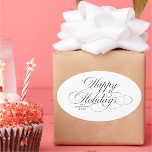 Simple Modern Elegant Typography Christmas Holiday Oval Sticker