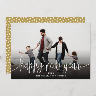 Simple Modern Elegant Typography New Year   Gold Holiday Card