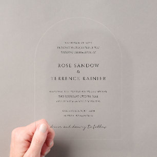 Simple Modern Elegant Wedding Acrylic Invitations