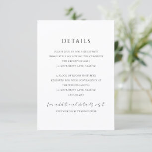 Simple Modern Elegant Wedding Enclosure Card