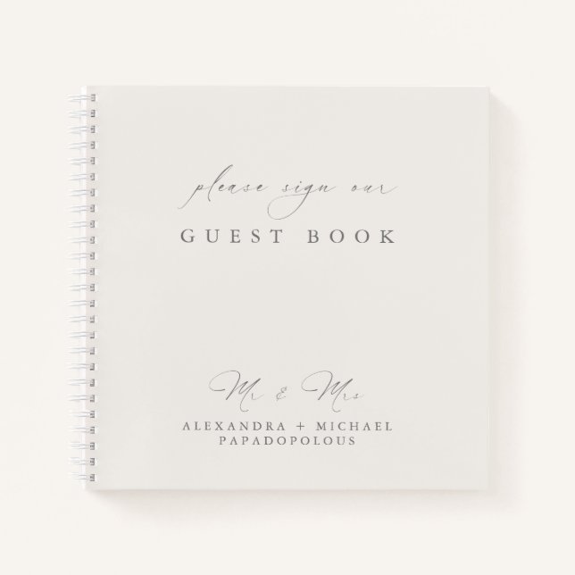Simple Modern Elegant Wedding Guest Book (Front)