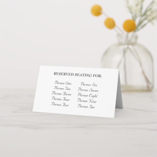 Simple Modern Elegant Wedding Guest List Table  Place Card (Front)