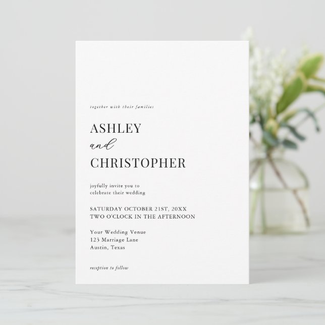 Simple Modern Elegant Wedding Invitation (Standing Front)
