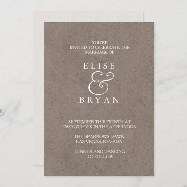 Simple Modern Elegant Wedding Invitation (Front/Back)