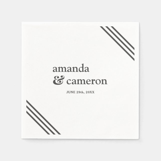 Simple Modern Elegant White Wedding Napkin (Front)