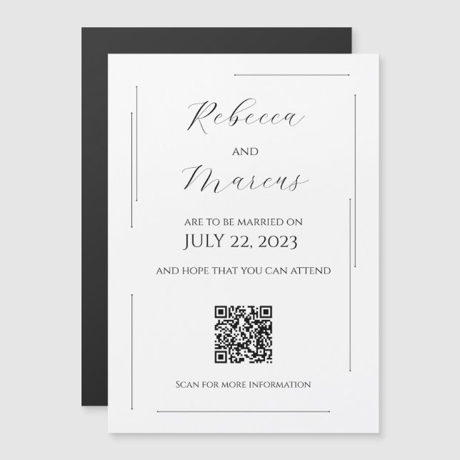 Simple, Modern & Elegant with QR Code | Wedding Magnetic Invitation (Front/Back)