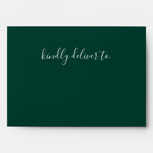 Simple  Modern Emerald Green Wedding Envelope (Front)