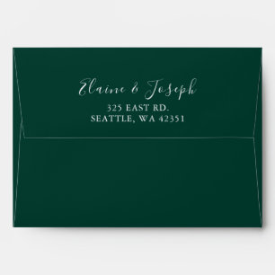 Simple Modern Emerald Green Wedding  Envelope