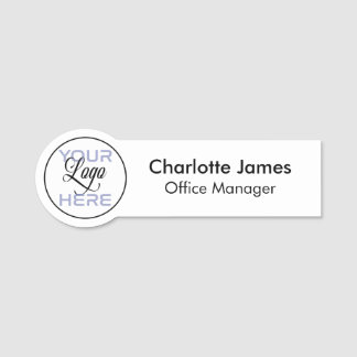 Simple Modern Employee Name Tag for Round Logo