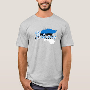 Simple Modern Estonia map National Flag Souvenir T-Shirt