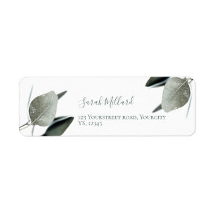 Simple modern Eucalyptus sage return address Label