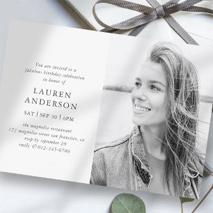 Simple Modern Fab Chic Photo Birthday Celebration Invitation