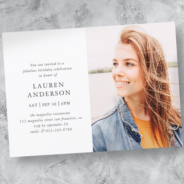Simple Modern Fab Chic Photo Birthday Celebration Invitation (Creator Uploaded)