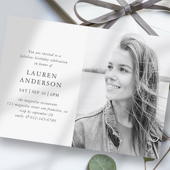 Simple Modern Fab Chic Photo Birthday Celebration Invitation (Creator Uploaded)