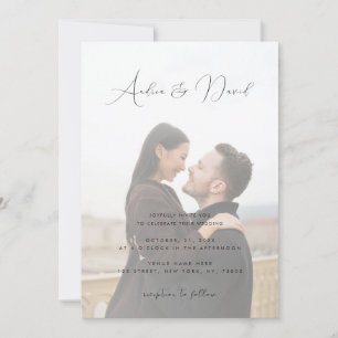 Simple Modern Fading Photo QR Code RSVP All in One Invitation