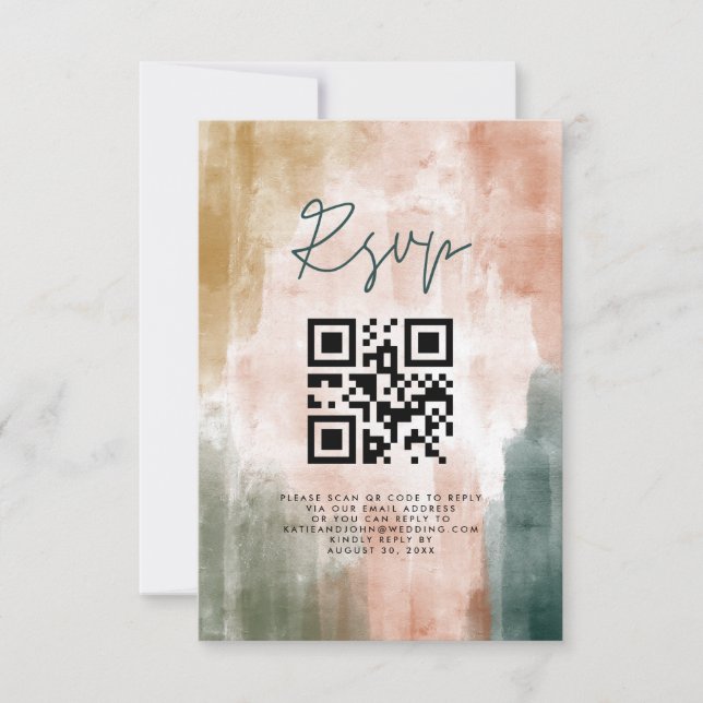 Simple Modern Fall Abstract Wedding RSVP Card (Front)