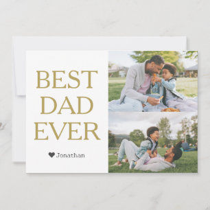 Simple Modern Family Fathers Day Photo Name Holiday Card