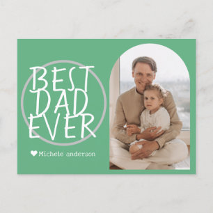 Simple Modern Family Fathers Day Photo Name Holiday Postcard