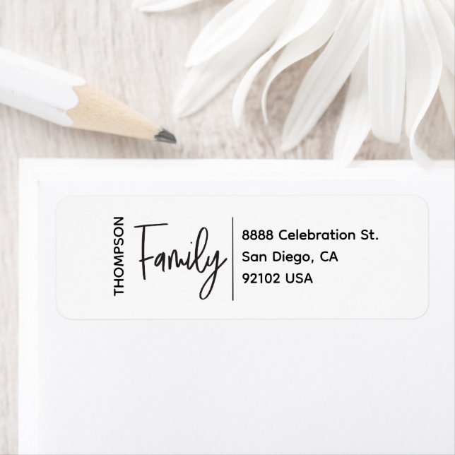 Simple Modern Family Name Custom Return Address Label (Insitu)