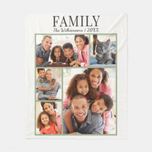 Simple Modern Family Photo Collage Fleece Blanket