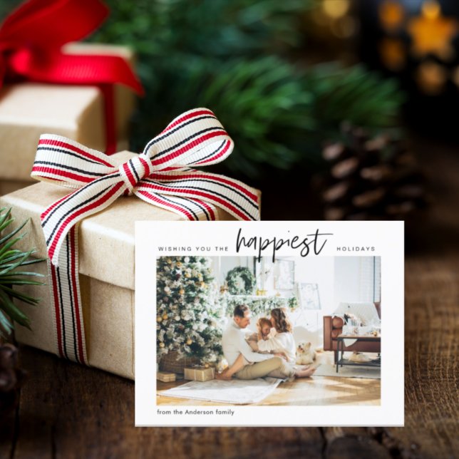 Simple Modern Family Photo | Happy Holiday Postcar Postcard (Creator Uploaded)