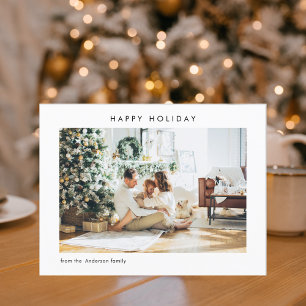 Simple Modern Family Photo   Happy Holiday Postcard