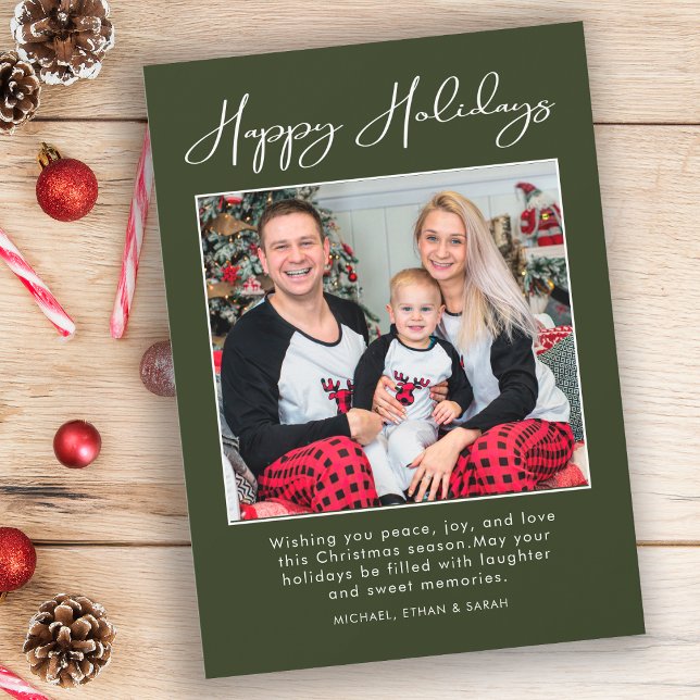 Simple Modern Family Photo Happy Holidays Card (Creator Uploaded)