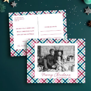 Simple Modern Family Photo Merry Christmas Holiday Postcard