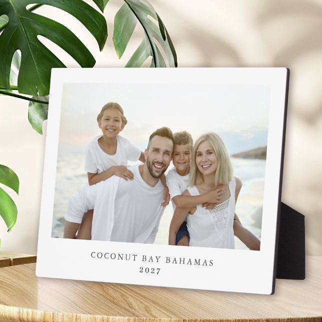Simple Modern Family Vacation Photo Memories Plaque (Personalize with your favorite vacation photo.)