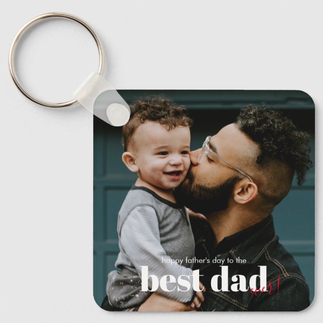 Simple Modern Father's Day Best Dad Ever Key Ring (Front)
