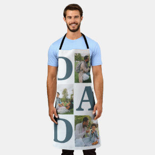 Simple Modern Fathers Day Dad 3 photo family  Apron